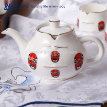 Chinês tradicional estilo de cultura fino osso China chá pote e chaleira conjunto